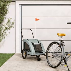 Pet Bike Trailer Gray Oxford Fabric and Iron