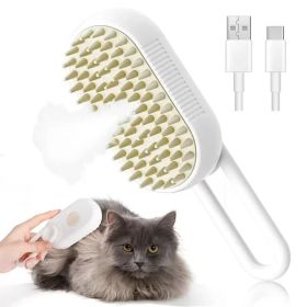 Steam Pet Brush 3-in-1 Massage Dog Steamy Brush Spray Beauty Tangled And Loose Hair Removal Cats Grooming Comb Dogs (Color: White)