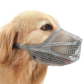 Pet Muzzle Mask Soft Mesh Muzzle Adjustable Dog Mouth Cover with Breathable Mesh Adjustable Neck Forehead Strap (Color: Grey, size: XL)